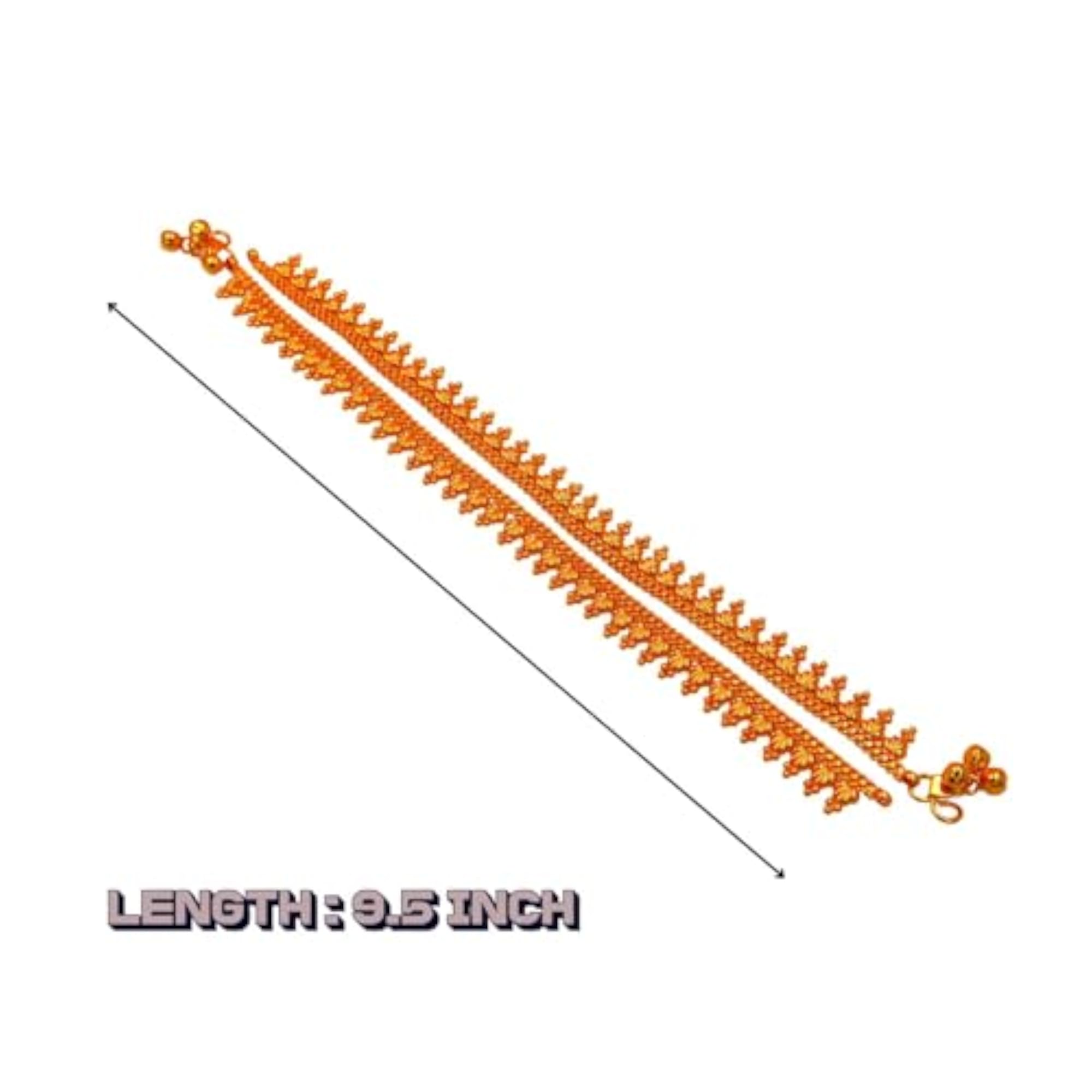 Women's One Gram Gold Plated Leaf Anklet with Balls